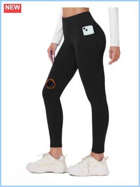Fleece Lined Leggings High Waist Tummy Control Winter Tights Pockets